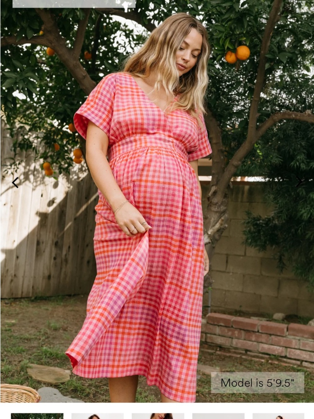 Hatch Pink and Orange Gingham Midi Dress